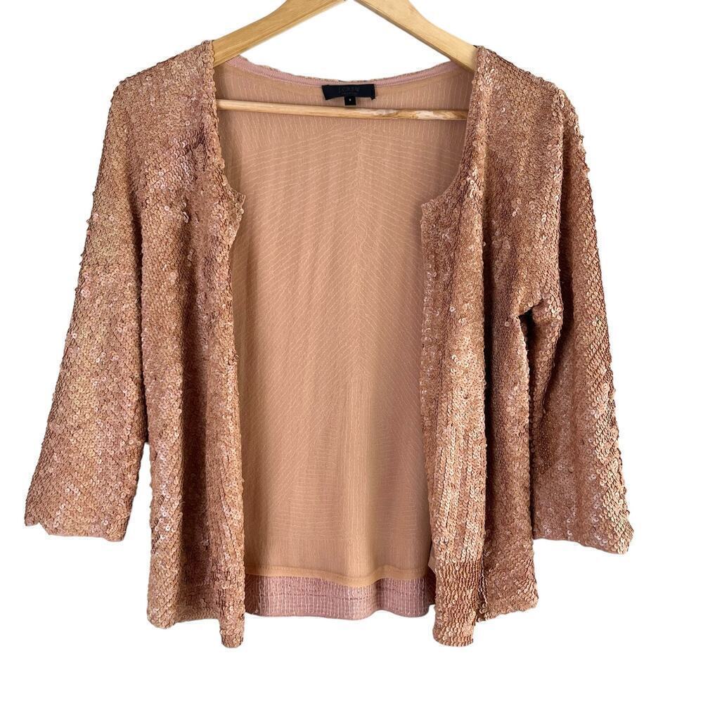 J.Crew Collection Sequin Open Front Cardigan Silk… - image 1